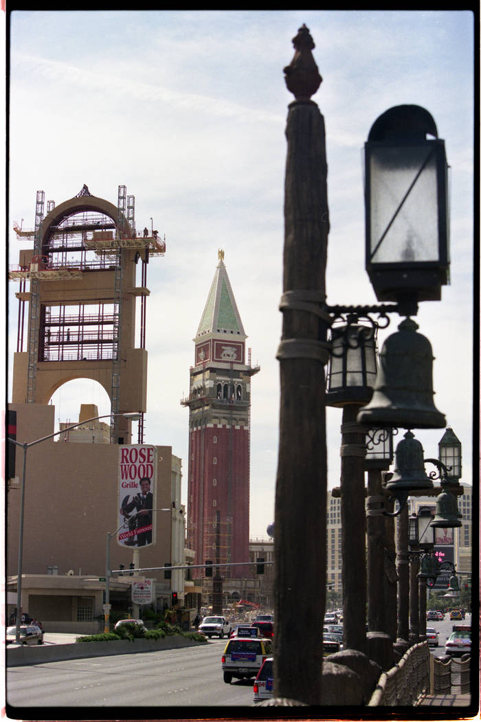 Scaffolding covering the Venetian's under-construction tower.