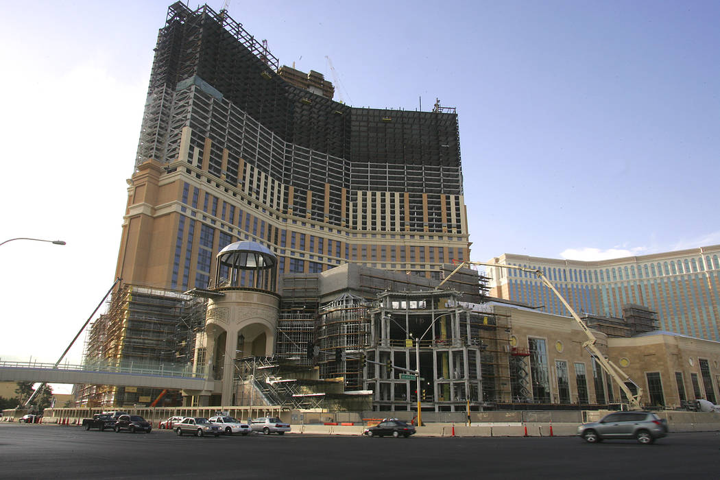 Construction continues on the Las Vegas Sands Corp's Palazzo Casino Resort on Las Vegas Bouleva ...