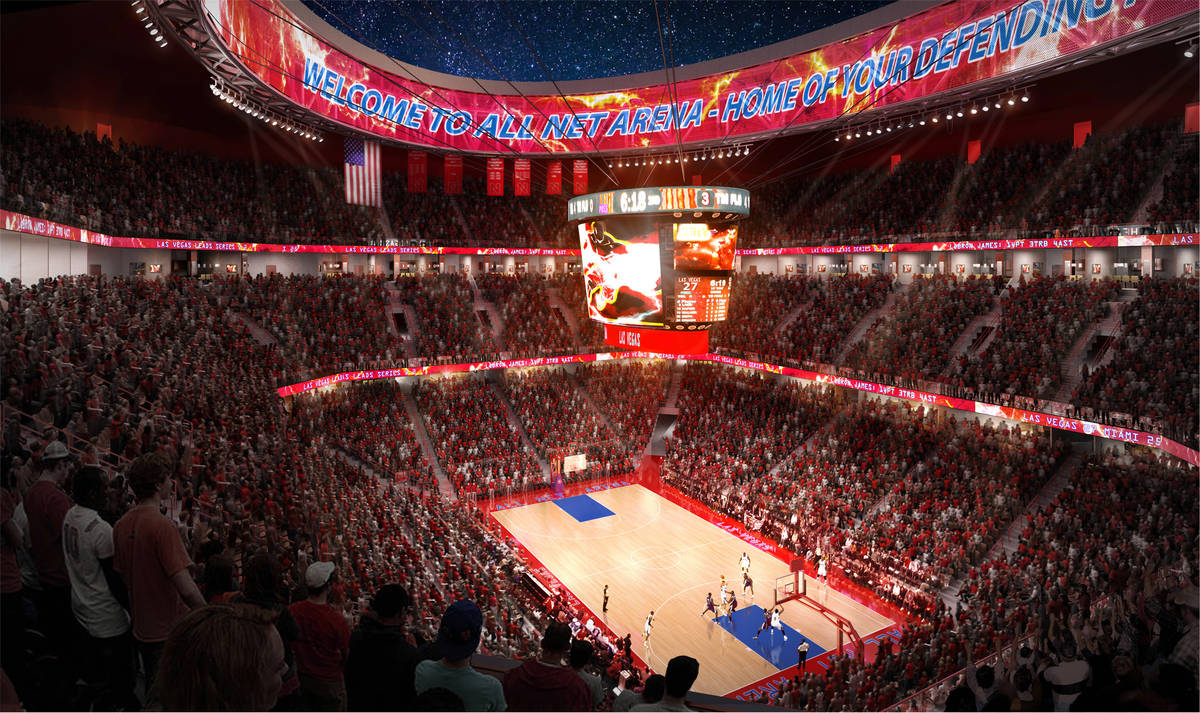Representación del estadio que el ex jugador de la NBA, Jackie Robinson, quiere construir en e ...